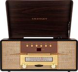 Crosley CR7016A-MA Rhapsody 3-Speed Turntable with Bluetooth, AM/FM Radio, CD Player, and Aux-in, Mahogany