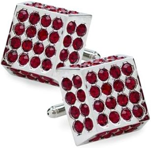 Vittorio Vico Square Studded Colored Crystal Cufflinks Red/Silver (CL 7605)