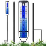 RASKOO Upgraded Rain Gauge, Freeze Proof Rain Gauge Outdoor Best Rated, Large Numbers Rain Gauges for Yard with Stake, Adjustable Height Rain Measuring Tool for Garden, Lawn, Easy to Install