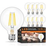 Dekang 8-Pack LED Bathroom Light Bulbs 60W Equivalent, 4000K Natural Daylight, G25 Globe Edison Light Bulbs E26 Base, 6W Round Vanity Light Bulb with Filament Clear Glass, 600LM, 120V, Non-dimmable