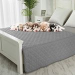 Dog Blankets for Couch Protection Waterproof Dog Bed Covers Pet Blanket Furniture Protector (Grey+Beige, 82"x120")