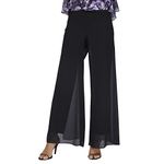 Alex Evenings Women's Wide Leg Chiffon Dress Pant for Mother of The Bride, Elegant Party Outfit (Petite and Regular Sizes), Black Overlay, L