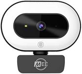 MEE audio CL8A 1080p HD Webcam with Ring Light, Microphone, Autofocus, Low Light Correction, 360° Rotation; USB Streaming Web Camera for Video Calling via Zoom/Skype on Computer PC Mac Laptop Desktop