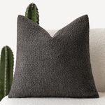 Foindtower Textured Boucle Throw Pillow Covers Accent Solid Pillow Cases Cozy Soft Decorative Couch Cushion Case for Chair Sofa Bedroom Living Room Home Decor, 18 x 18 Inch,Dark Brown