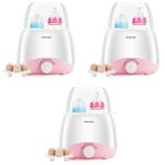 Supvox® Bottle Warmer for Babies Milk Electric 6 in 1 Sterilizer for Feeding Bottles with 8-15 Mins Fast Warming, 24H Keep Warm Food Heating Timer Adjustable Temp Baby Bottle Sterilizer Machine(Pink)