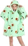 SALWINGS Hoodie Blanket Sweatshirt Oversized Warm Fluffle Blanket Giant Hoodie and Huge Pocket for Boys Girls One Size Fits All Avocado