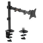 VonHaus Single Monitor Stand for 13-32" Screens, Monitor Mount with Desk Clamp, Height Adjustable, Easy Assemble Stand with Full Tilt, Rotation & Swivel Arm, VESA: 75x75 & 100x100mm