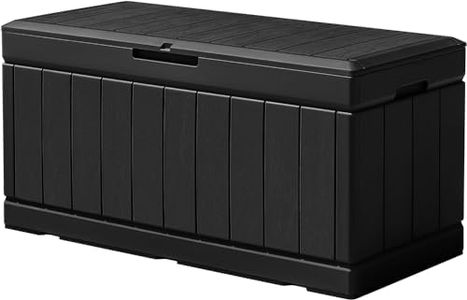 320L Lockable Resin Deck Box Waterproof Outdoor Storage Container for Patio Furniture Cushions & Pillows (Black)