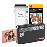 KODAK P210R Mini 2 Retro, Mini Photo Printer 2.1x3.4, 68 Photos Included, Wireless Bluetooth, Compatible With iOS & Android Smartphones, 4PASS Printing Technology, Black