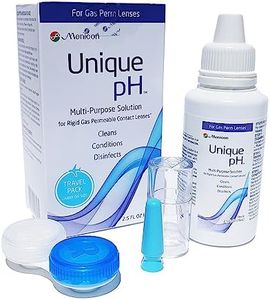 Menicon Unique pH Multi-Purpose Saline Solution Travel Pack 2.5 Oz and DMV Scleral Cup Large Contact Lens Handler - Remover, Inserter - Bundle of 2 Items