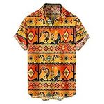 SIAOMA Native American Shirts Men's Hawaiian Shirt Short Sleeve Button Down T-Shirt Tops(Yellow,Medium)