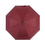 Nathalie Auto Open Close Lightweight Windproof Travel Umbrella (8 Rips Wine Red)