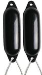 Majoni 2 X BLACK BOAT FENDERS (DEFLATED) - SIZE 2 + FREE ROPE