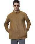 BE SAVAGE Sherpa Fabric Long Sleeves Zipper Hoodie With Pocket Winter Wear Jacket For Men's (IN, Alpha, XL, Regular, BROWN)