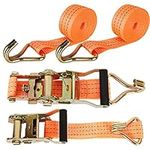 SENENQU 2 Sets Ratchet Tie Down Straps, 4cm x 3m Heavy Duty Ratchet Straps, Adjustable Lashing Straps Car Tensioning Straps with Metal J Hook for Trailer Truck – Load Capacity 2000KG