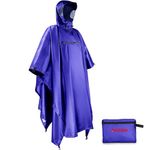 Andake Durable Waterproof Rain Poncho for Adults,Reuseable Rain Coat Gear for Outdoor with Transparent Window for Men &Women