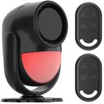 Garage Shed Alarm with Remote, Shed alarm for Home Ranch Van Carport Shop Infrared Detection Technology with 328ft Remote SOS Button Battery Powered 125db Extra Loud (Black - 2 Remotes)