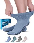 Doctor's Select Diabetic Ankle Socks with Grippers for Men and Women - 4 Pair 1/4 Length Neuropathy Socks for Women, Blue/Tan/Aqua/Brown - 4 Pairs, Medium