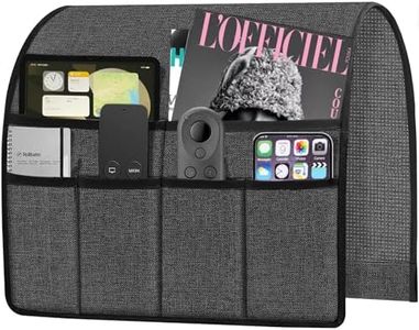 Ntomtuex Armchair Caddy Remote Control Holder for Couch Recliner, Armrest Pocket Organizer for Couch Arm Chair with 7 Pocket for Magazines, Eyeglass, ipad, Phone, Dark Grey