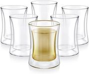 Teabloom Modern Insulated Turkish Tea Glasses - Set of 6 Double Walled Glass Teacups (6 oz / 177 ml)