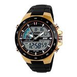 SKMEI Men's Digital Sports Watch with LED Back Light Large Face Water Resistant Military Watches Casual Luminous Stopwatch Alarm Simple Army Watch - Gold