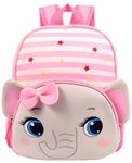 Toyshine 12" Cute Elephant Face Backpack for Kids Girls Boys Toddler Backpack Preschool Nursery Travel Bag,Mini Size - Pink