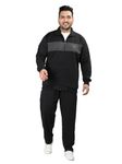 CHKOKKO Men's Plus Size Winter Track Suit Zipper Set Black XXL