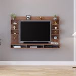 FURNEASER Cabiar Engineered Wood Wall-Mount TV Unit for Living Room, Set Top Box Stand, Entertainment Unit with Display Shelves, for Upto 43 Inch TV (Exotic Teak)