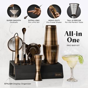 Bare Barrel 14-Piece Cocktail Shaker Set – Bartender Kit with Accessories
