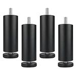 Adjustable Bed Legs, 4pcs 4 Inch Metal Furniture Legs, M8 Thread (Metric 8mm) Metal Sofa Legs, Adjustable Height Aluminum Alloy Replacement Legs, Table Feet for Couch, Furniture, Chairs, Bed (Black)