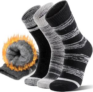 Anlisim Thermal Winter Warm Socks for Men Women 3 Pairs Extra Thick Insulated Ski Crew Boot Socks for Extreme Cold Weather(Black Series,Large)