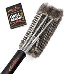 Grillaholics Stainless Steel BBQ Brush - Heavy Duty BBQ Cleaner for Cleaning Stubborn Burnt on Foods