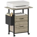 GYIIYUO 2 Fabric Drawer File Cabinet with 24'' Extended Tabletop, Mobile Filing Cabinet, Rolling Vertical File Cabinet with Storage Bag, Fits A4 Size, Home Office, Oak Grey