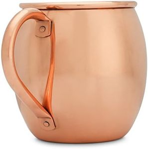 Copper Mules Moscow Mule Mug Handcrafted of 100% Pure Thick Copper - Timeless Barrel Smooth Finish - RAW Copper Interior - Authentic and Strong Riveted Handle - Holds 16oz