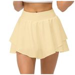 Bkazwe Women Mini Skirt Summer Golf Skirts Ruffle Skirt for Women UK School Short Skirt High Waist Tennis Skirts Party Holiday Workout Yellow