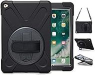 TSQ iPad Air 2 Case for Kids 9.7 Inch (2014 Release) with Stand Strap | Heavy Duty Rugged Rubber Protective Cover Case for iPad Air 2nd Generation A1566 A1567, Black