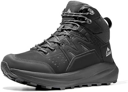 NORTIV 8 Men's Hiking Boots Waterproof Lightweight Mountaineering Outdoor Leather Boots,Size 9.5,BLACK,SNHB244M