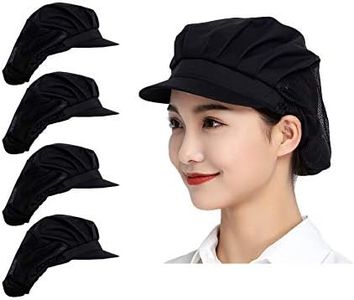 Jaspfct 1pc/4pcs Chef Hats-Kitchen Baker Cooking Hair Nets Food Service Caps for Adults, Blackhalfnet, One Size