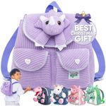 Naturally KIDS Mini Dinosaur Backpack - Very Small Toddler Backpack for Girls Boys - Dinosaur Toys for Kids 3-5 - Little Purple Backpack - Tiny Triceratops