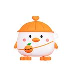 Cute Cover AirPods Pro Case, Cute Kawaii 3D Cartoon Case for Airpods Pro Protective Cover, Funny Anime Silicone Cases for AirPods Pro 2019 Charging Case with Keychain for Women Men (Orange Duck)