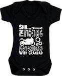 Hippowarehouse Shh. I'm Fixing Motorbikes with Grandad Baby Vest Bodysuit (Short Sleeve) Boys Girls Black