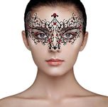 Masquerade Mask for Women Metal Red Diamond Venetian Party Mask