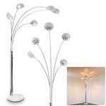 hofstein Floor lamp Nikkala, Chrome Metal Floor lamp with Light Effect, 5 x E14, Floor lamp with Marble Base, Without Bulbs