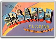 Greetings From Orlando City Beautiful, Florida - Vintage 1940s Postcard fridge magnet