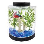 Tetra Betta Fish Aquarium Kit, 1.1 Gallon Half Moon Curved Fish Tank, 4.6 x 9.1 x 9.9 Inches
