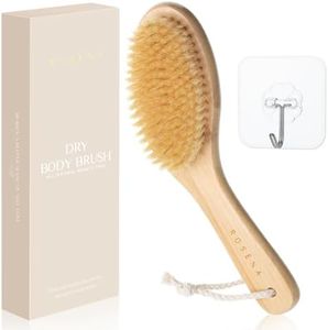 Dry Brushing Body Brush - Best for Exfoliating Dry Skin, Lymphatic Drainage -Natural Bristle Dry Brush- Organic Spa Exfoliator Bamboo Handle, Plastic Free