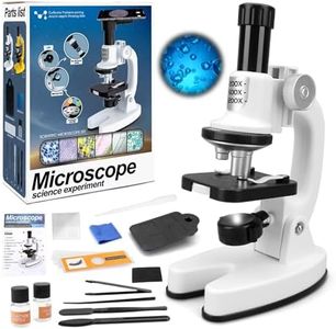 deAO Kids Microscope, Portable Microscope Kit with LED Light and Mobile Phone Holder, Kids Beginner Microscope Educational Toys Science Kit Toy for Kids