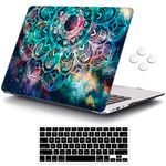 MacBook Air 13 Inch Case (Release 2010-2017 Older Version), iCasso Hard Shell Plastic Protective Case & Keyboard Cover Only Compatible with MacBook Air 13 Inch Model A1369/A1466 - Nebula Mandala