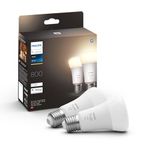 Philips Hue White A60 Smart LED Light Bulb 2 Pack [E27 Edison Screw] for Home Indoor Lighting with Amazon Echo and Alexa