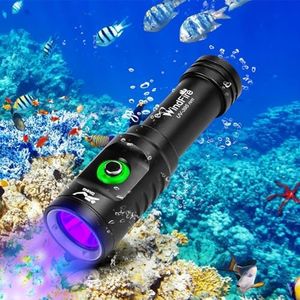 WINDFIRE Dive Light, 395 nm UV Scuba Flashlight, Waterproof Black Light Flashlight with Power Indicator for Scuba Diving, Underwater Fluorescence & Pet Urine Detection